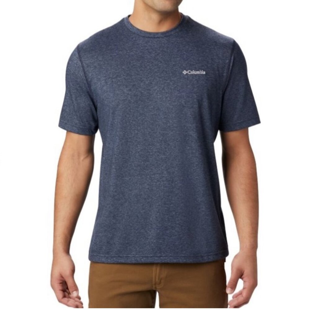 Columbia Thistleton Park, Omni-Wick  men's L grey/blue short sleeved shirt. EUC,